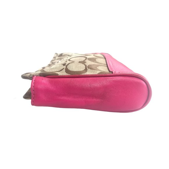 COACH Hot PINK LEATHER Signature LOGO CLUTCH WRISTLET - Picture 7 of 8